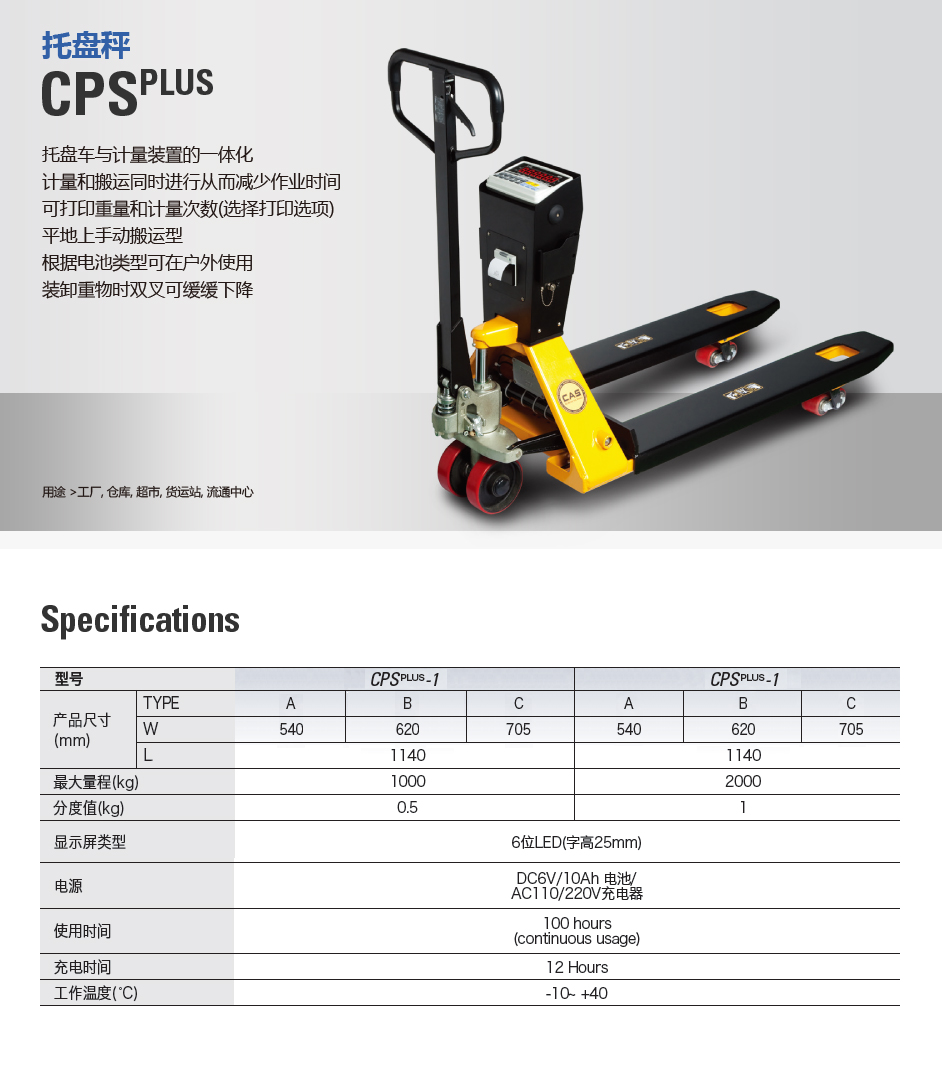 CPS PLUS/MP 手推叉车秤(图1)